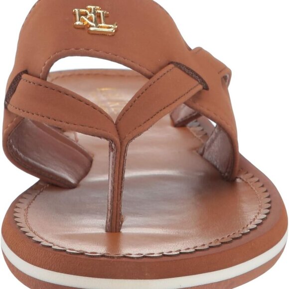 Women's Sandal Tan Nubuck PU Open Toe Slip-On Rubber Sole Comfortable - Picture 2 of 8